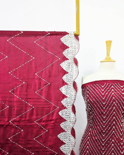 Fancy Silk Cut Dana with Sitara Moti Work 2PC Unstitched