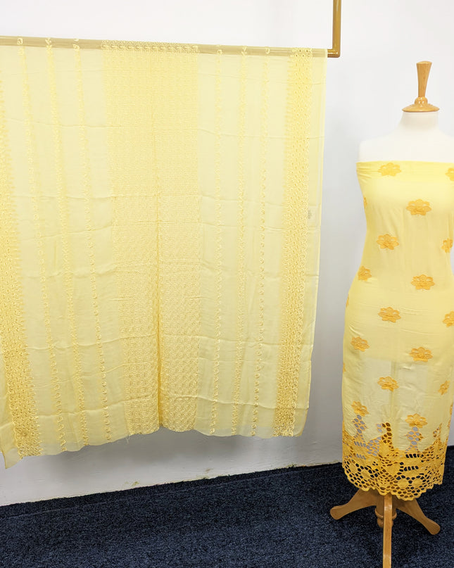 Fancy Chikankari Lawn With Chiffon Dupatta  3piece suit