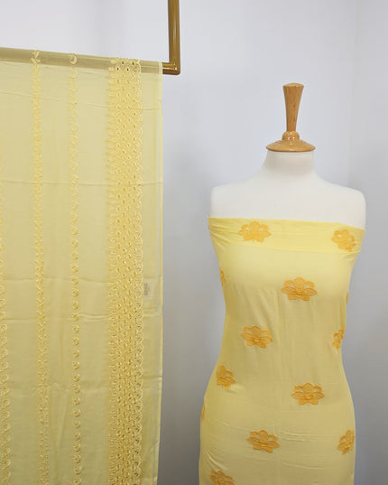 Fancy Chikankari Lawn With Chiffon Dupatta  3piece suit