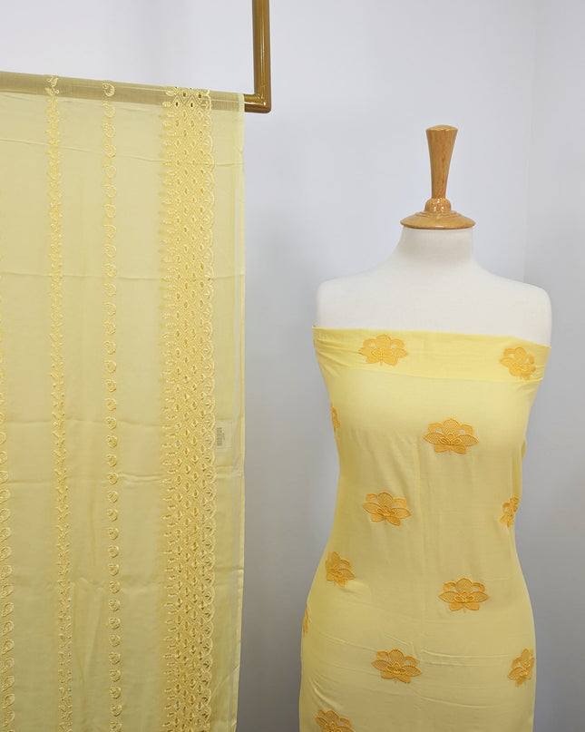 Fancy Chikankari Lawn With Chiffon Dupatta  3piece suit