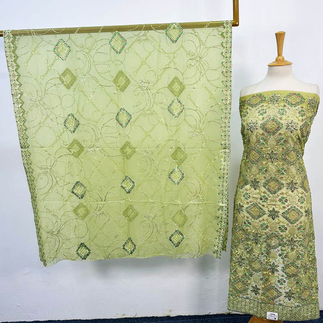 Premium Organza with Crinkle Chiffon Dupatta 2PC