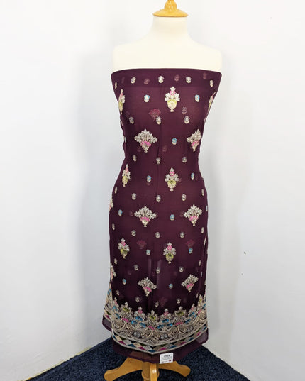 Fancy Embroidered Chiffon With Multi Color Tilla Work