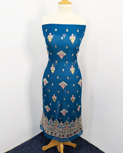 Fancy Embroidered Chiffon With Multi Color Tilla Work