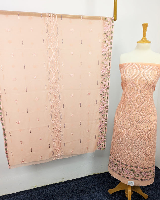Embroidered Chiffon With Chikankari Work