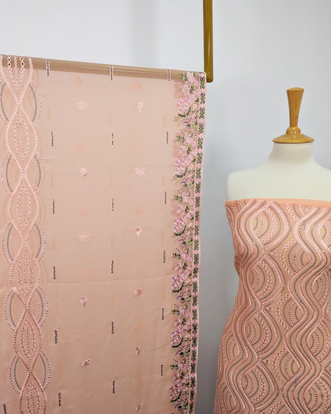 Embroidered Chiffon With Chikankari Work