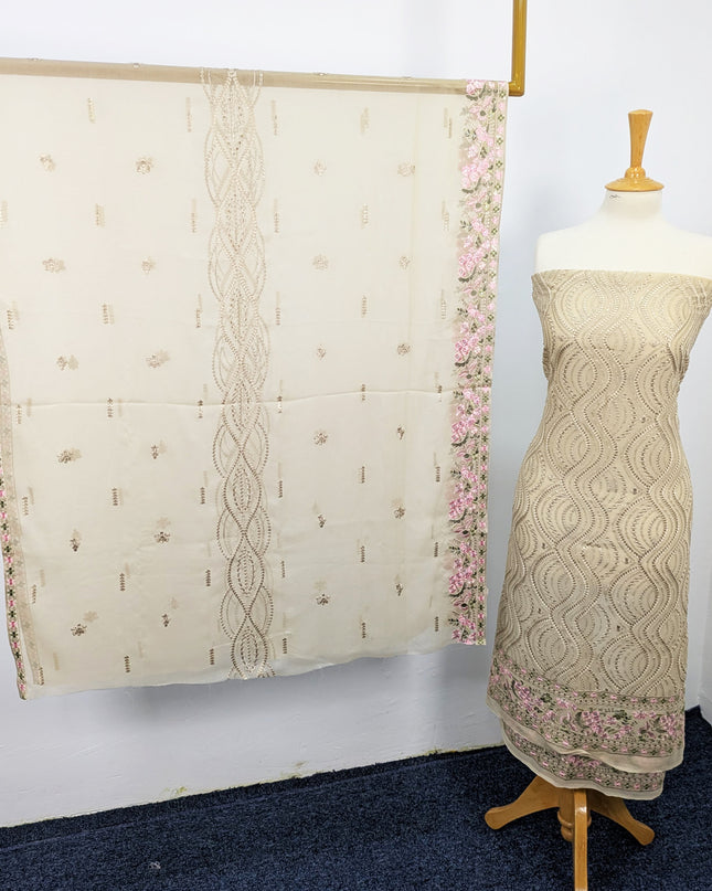 Embroidered Chiffon With Chikankari Work