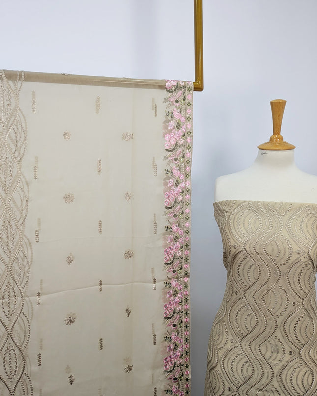 Embroidered Chiffon With Chikankari Work