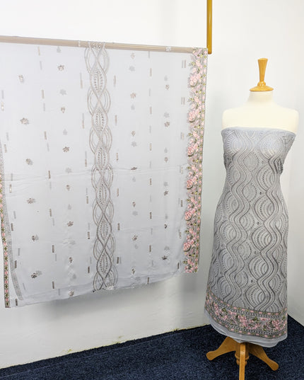 Embroidered Chiffon With Chikankari Work
