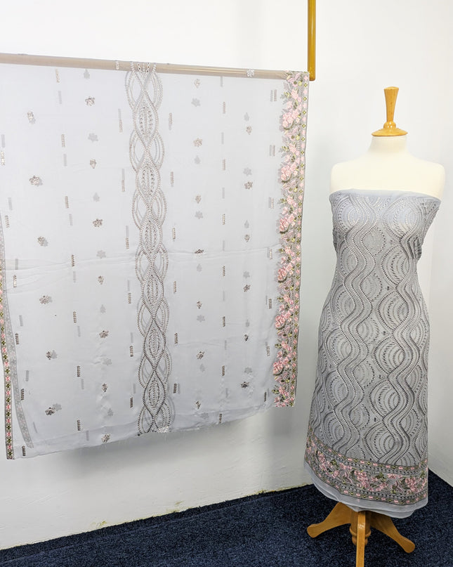 Embroidered Chiffon With Chikankari Work
