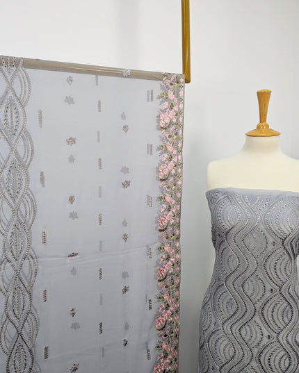 Embroidered Chiffon With Chikankari Work
