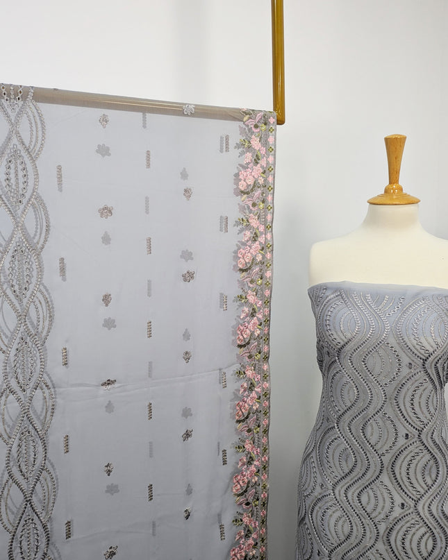 Embroidered Chiffon With Chikankari Work