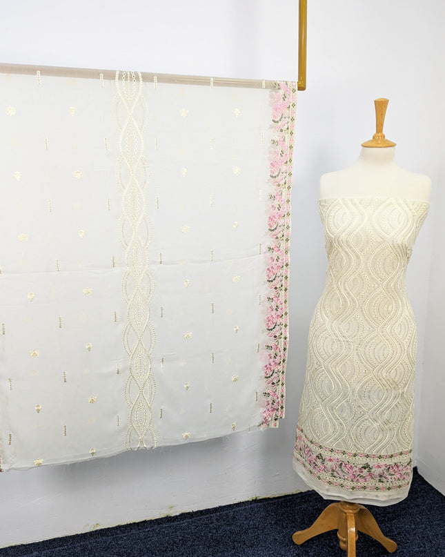 Embroidered Chiffon With Chikankari Work