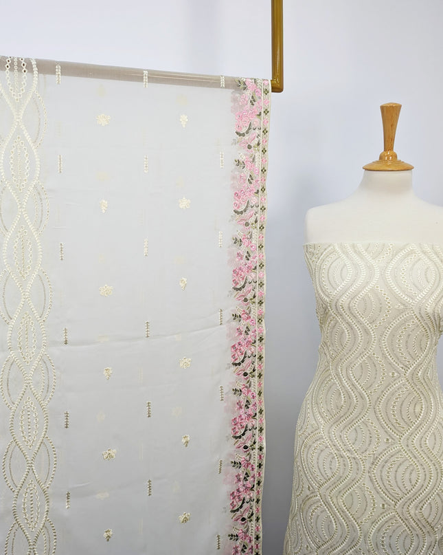 Embroidered Chiffon With Chikankari Work