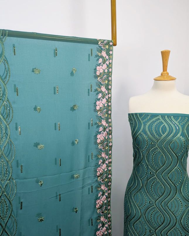 Embroidered Chiffon With Chikankari Work