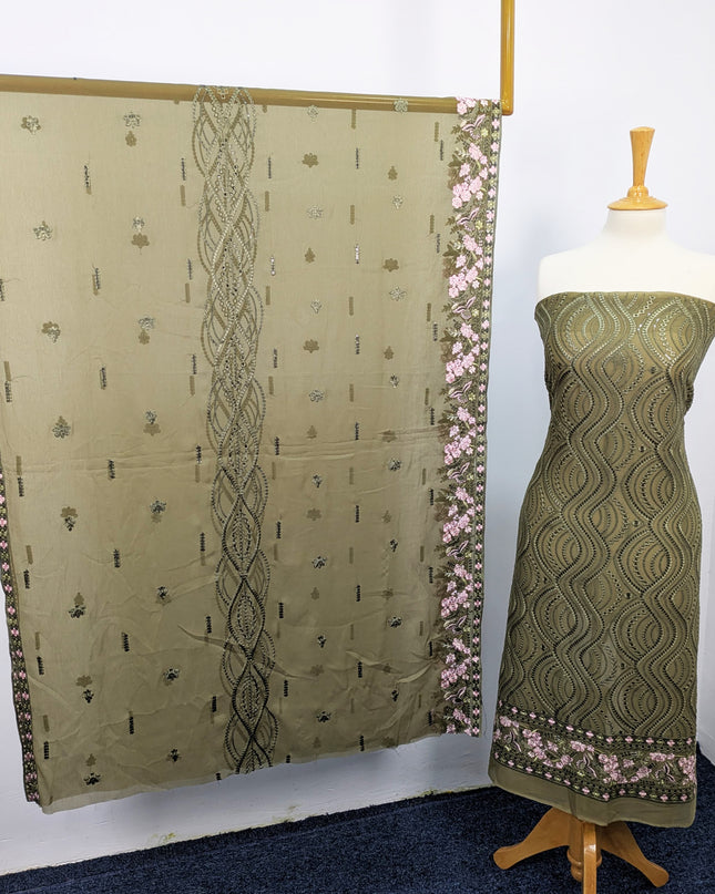 Embroidered Chiffon With Chikankari Work