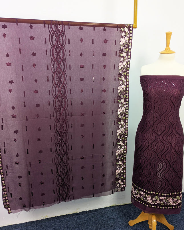 Embroidered Chiffon With Chikankari Work