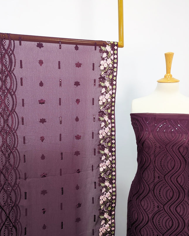 Embroidered Chiffon With Chikankari Work