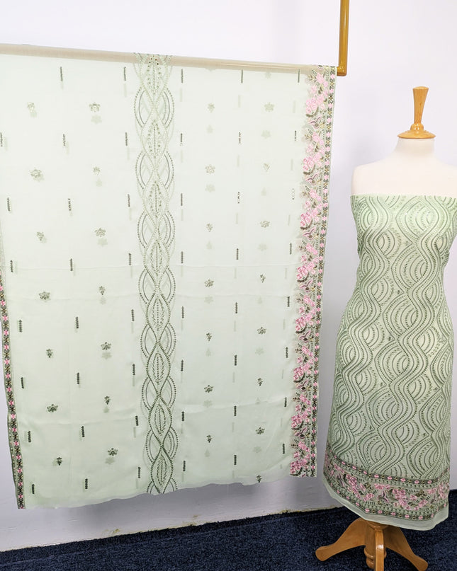 Embroidered Chiffon With Chikankari Work