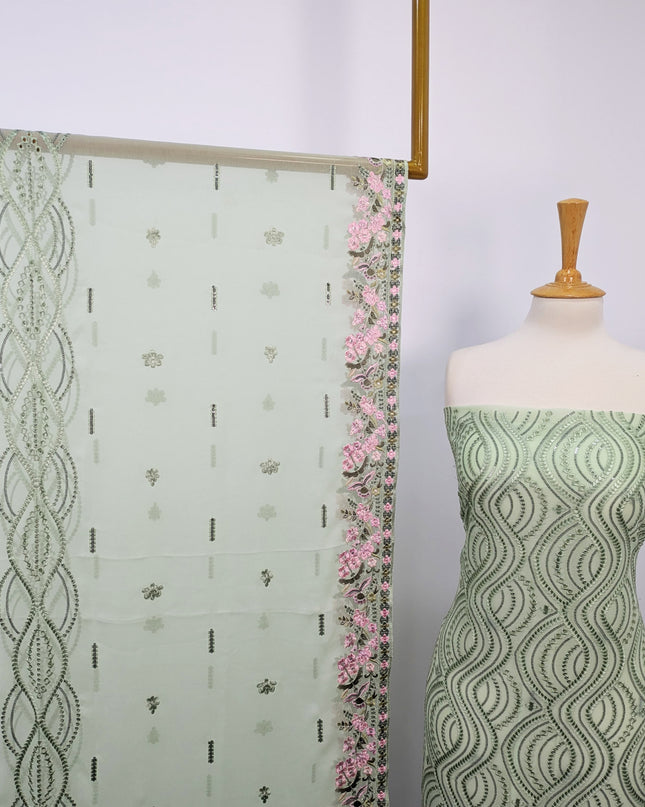Embroidered Chiffon With Chikankari Work