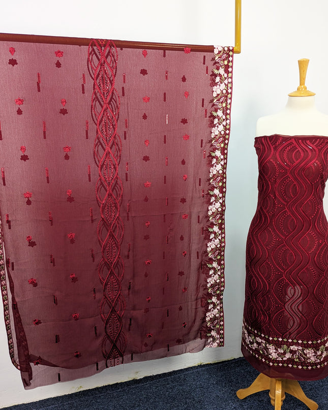 Embroidered Chiffon With Chikankari Work