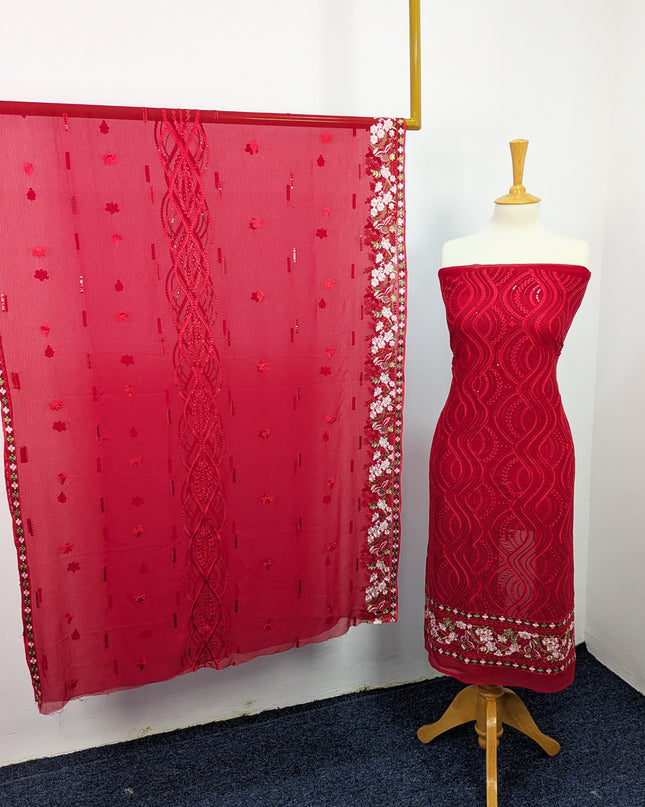 Embroidered Chiffon With Chikankari Work