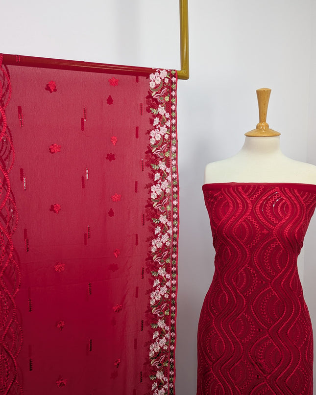Embroidered Chiffon With Chikankari Work