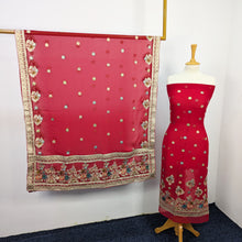 Load image into Gallery viewer, Fancy Embroidered Chiffon With Multi Color Tilla Border Work
