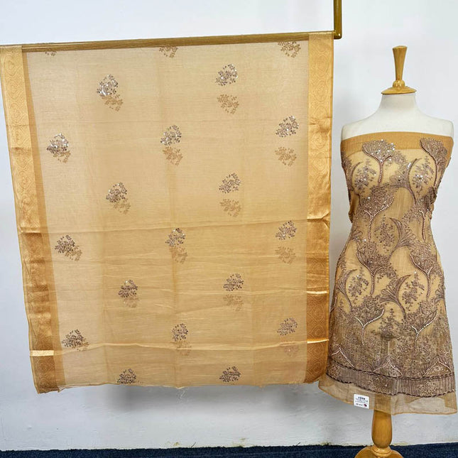 Fancy Khadi Net with Pearls Stone Work 2PC Unstitched