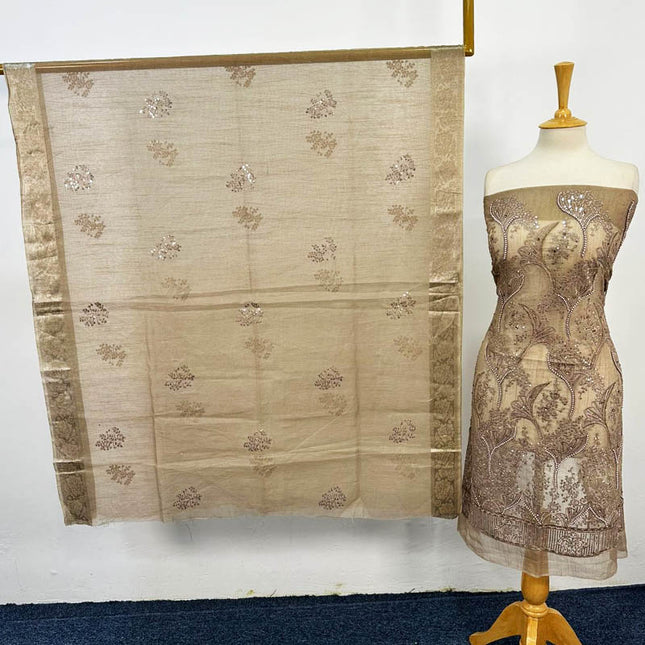 Fancy Khadi Net with Pearls Stone Work 2PC Unstitched