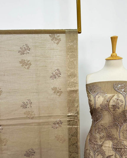Fancy Khadi Net with Pearls Stone Work 2PC Unstitched
