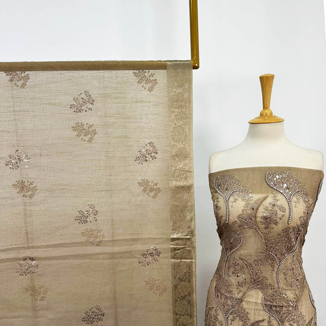 Fancy Khadi Net with Pearls Stone Work 2PC Unstitched