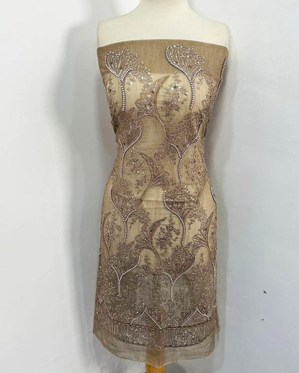 Fancy Khadi Net with Pearls Stone Work 2PC Unstitched