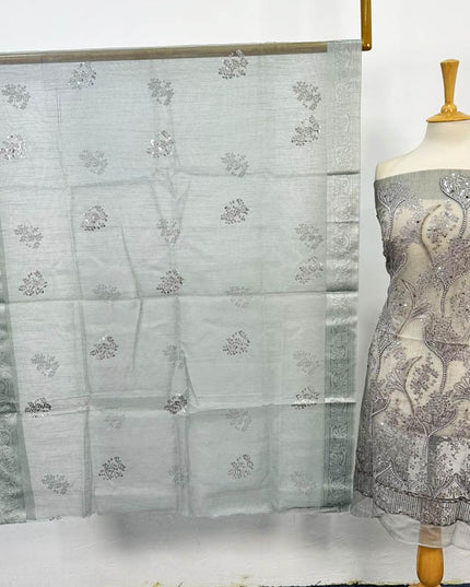 Fancy Khadi Net with Pearls Stone Work 2PC Unstitched