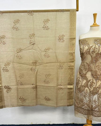 Fancy Khadi Net with Pearls Stone Work 2PC Unstitched