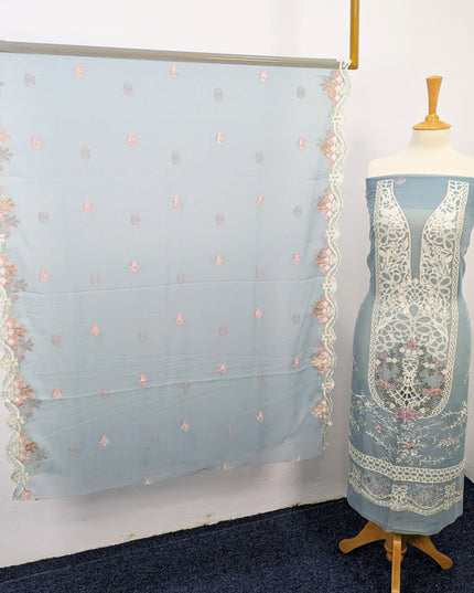 Embroidered Chiffon With Chikankari Work