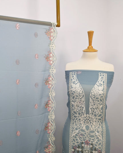 Embroidered Chiffon With Chikankari Work