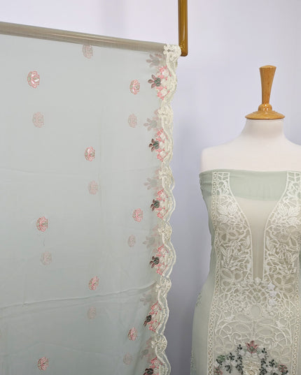 Embroidered Chiffon With Chikankari Work
