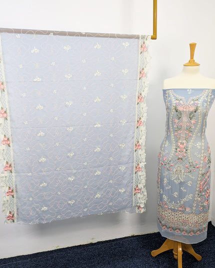 Embroidered Chiffon With Chikankari Work