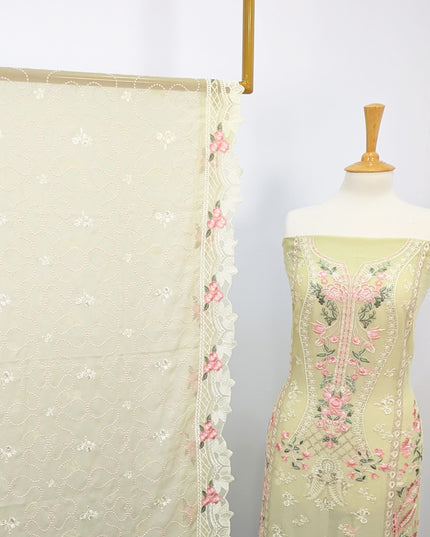 Embroidered Chiffon With Chikankari Work
