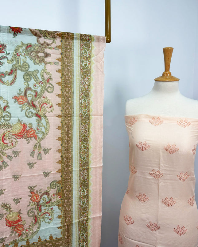 Fancy Lawn With Chikankari Work+ Digital Printed Dupatta