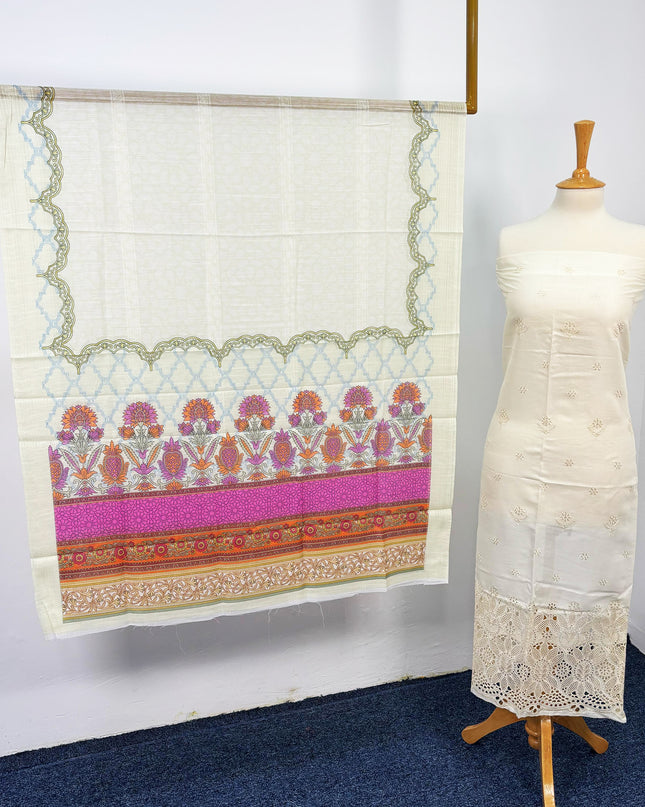 Fancy Lawn With Chikankari Work+ Digital Printed Dupatta