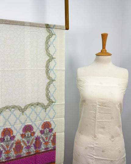 Fancy Lawn With Chikankari Work+ Digital Printed Dupatta