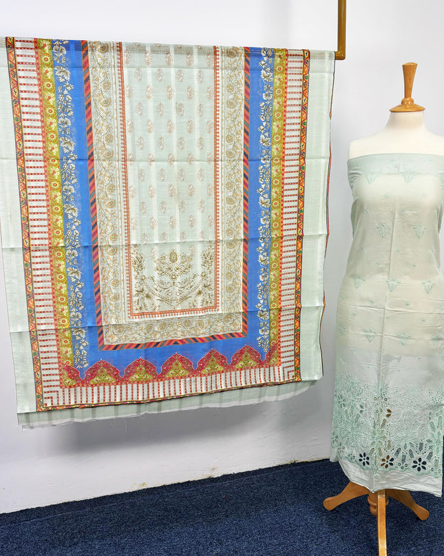 Fancy Lawn With Chikankari Work+ Digital Printed Dupatta