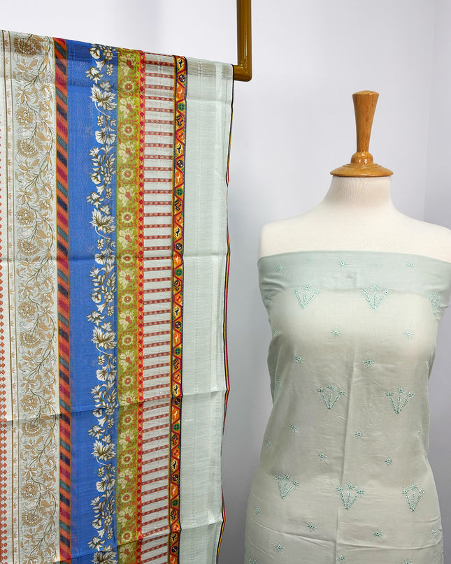 Fancy Lawn With Chikankari Work+ Digital Printed Dupatta