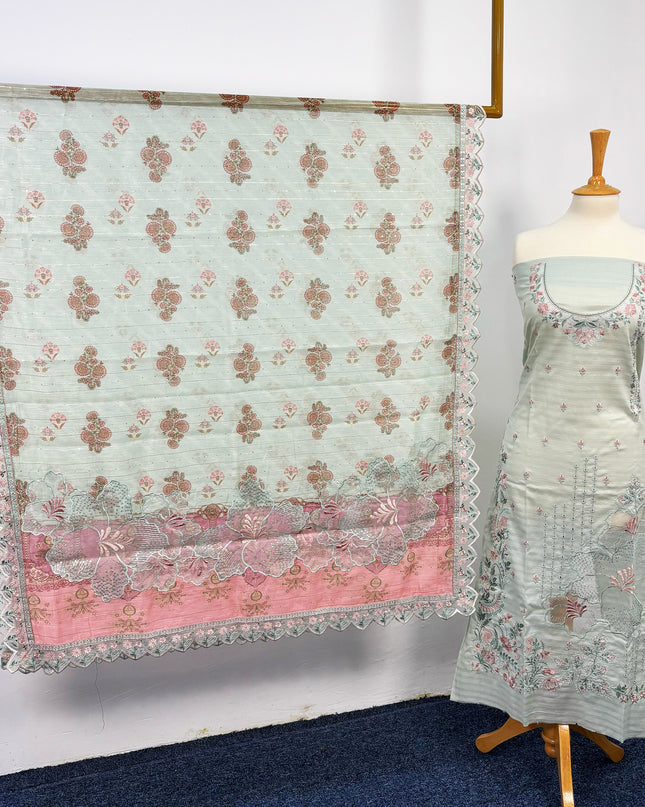 Embroidered Lawn With Organza Net Dupatta
