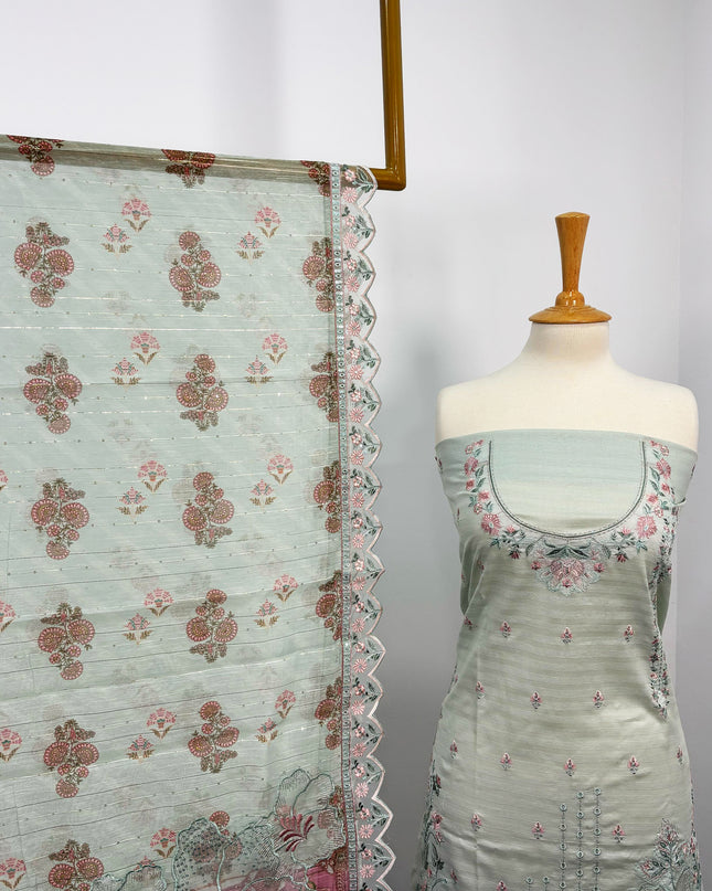 Embroidered Lawn With Organza Net Dupatta