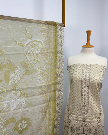 Embroidered Lawn With Organza Net Dupatta