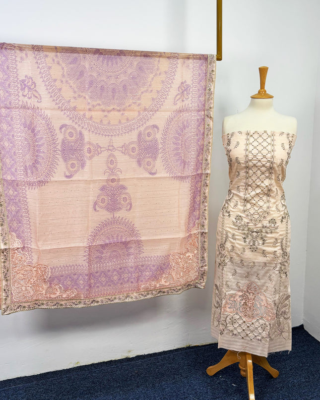 Embroidered Lawn With Organza Net Dupatta