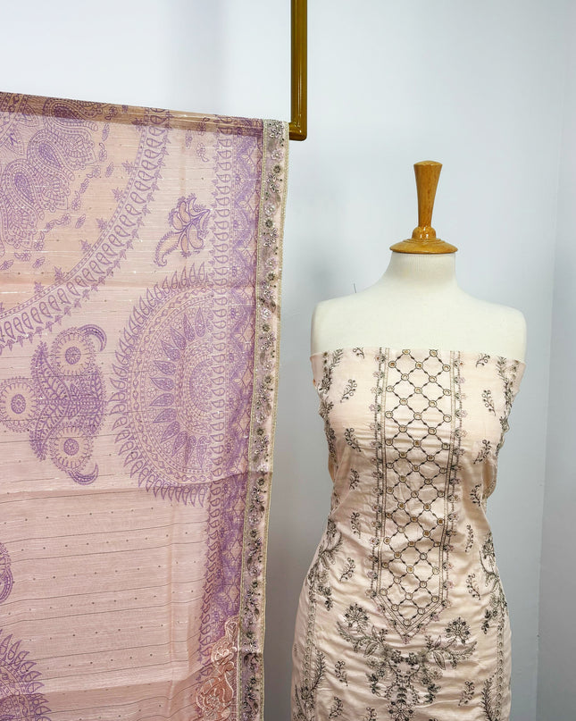 Embroidered Lawn With Organza Net Dupatta