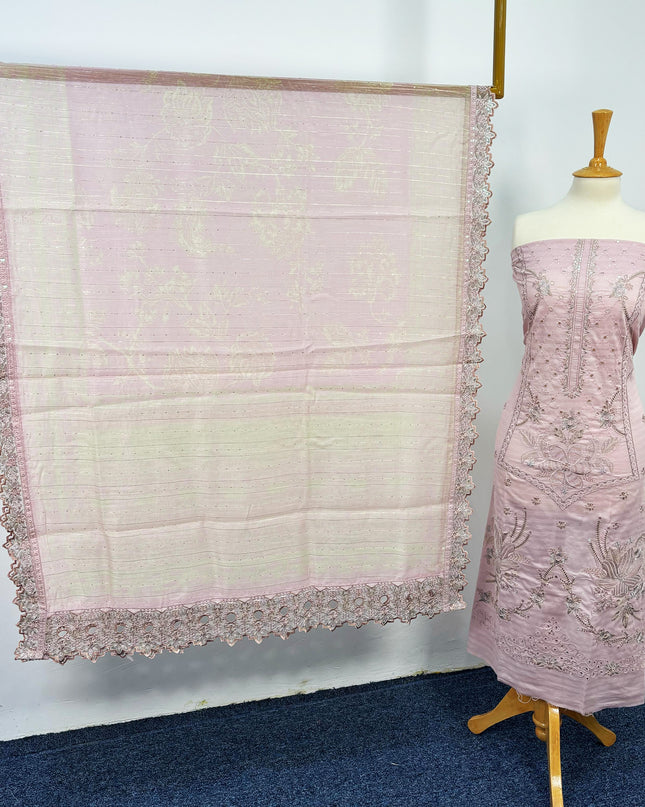 Embroidered Lawn With Organza Net Dupatta